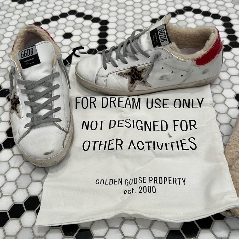 Golden Goose Superstar shearling lined sneakers, size 42
